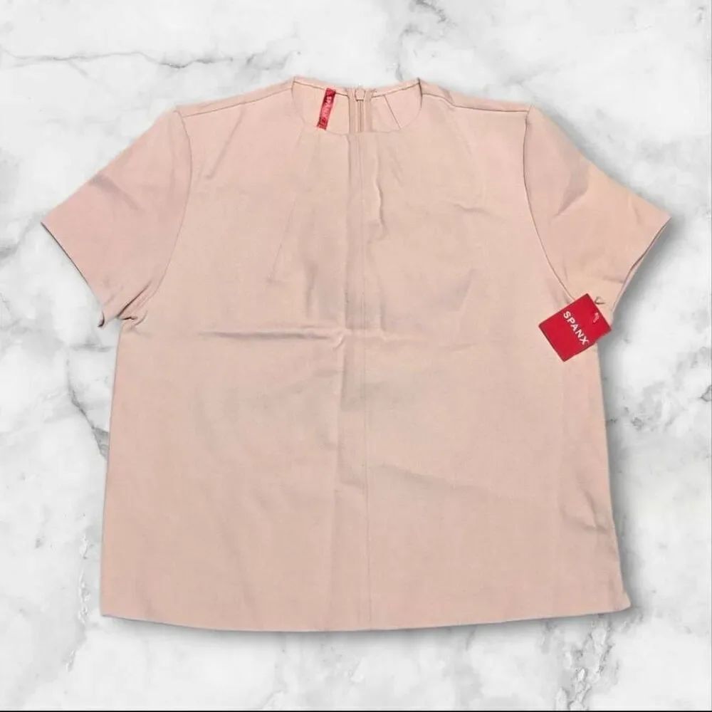 Spanx The Perfect Funnel Short Sleeve Light Pink Size Small